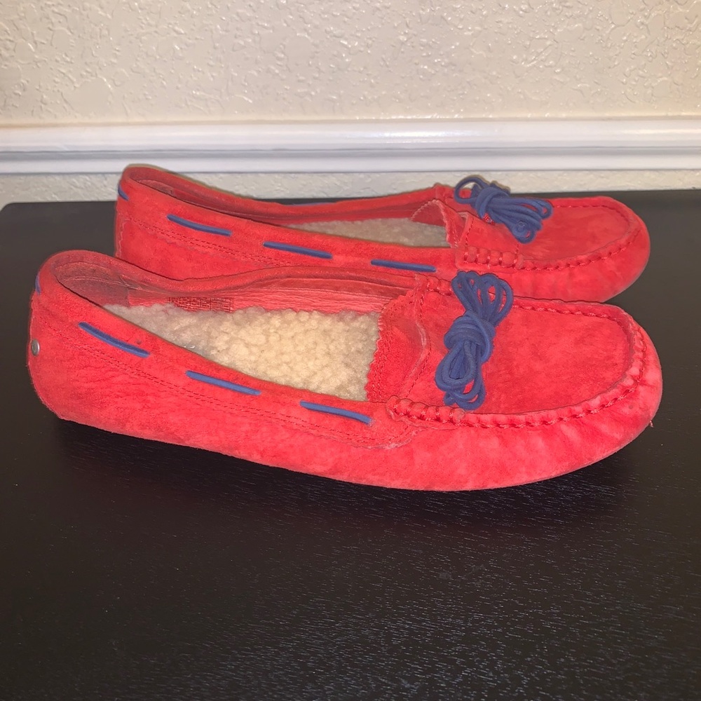 Cozy UGG Red/Blue Moccasins